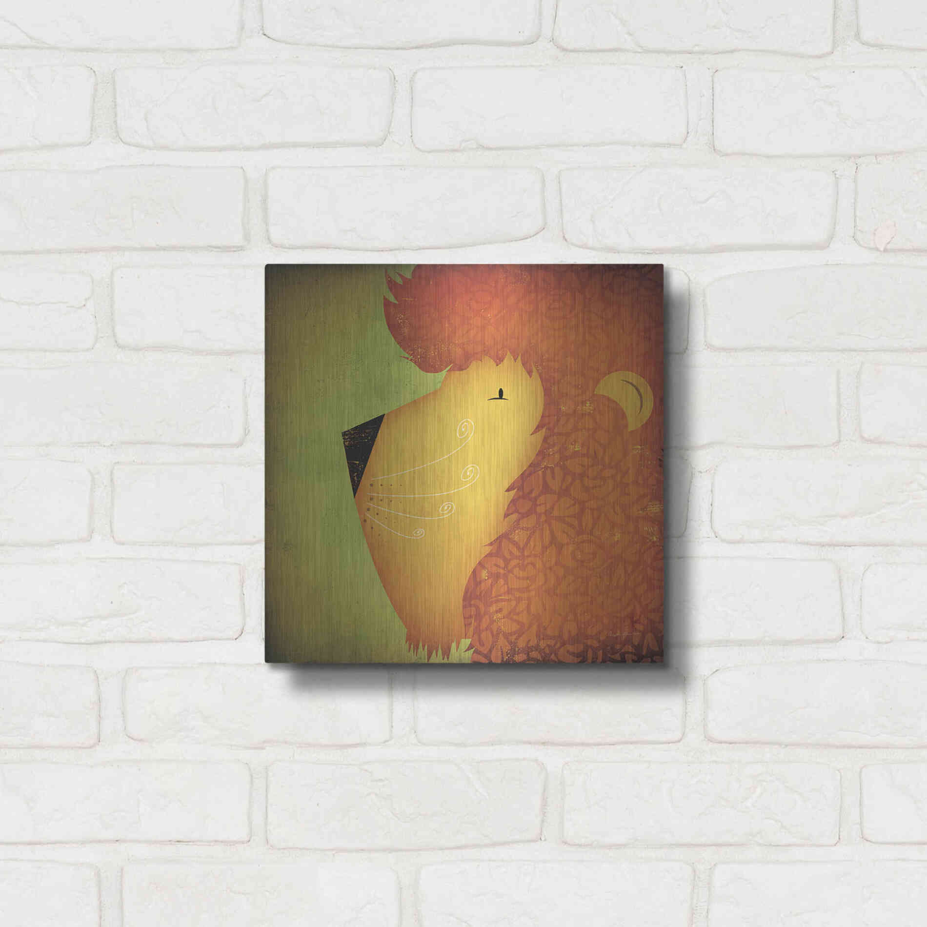 Luxe Metal Art 'Lion Wow' by Ryan Fowler, Metal Wall Art,12x12