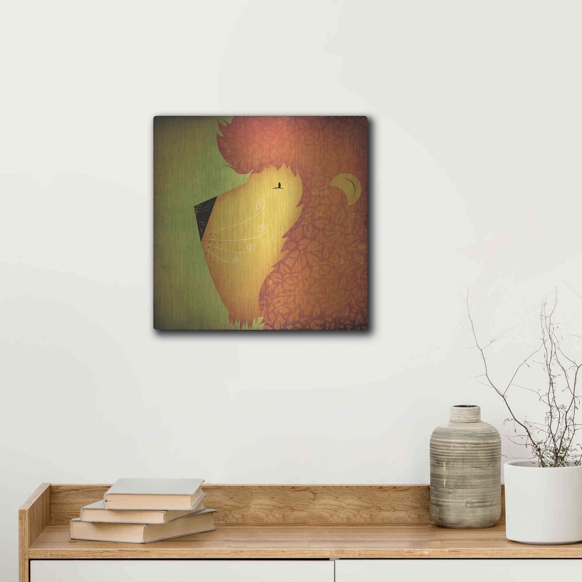 Luxe Metal Art 'Lion Wow' by Ryan Fowler, Metal Wall Art,12x12