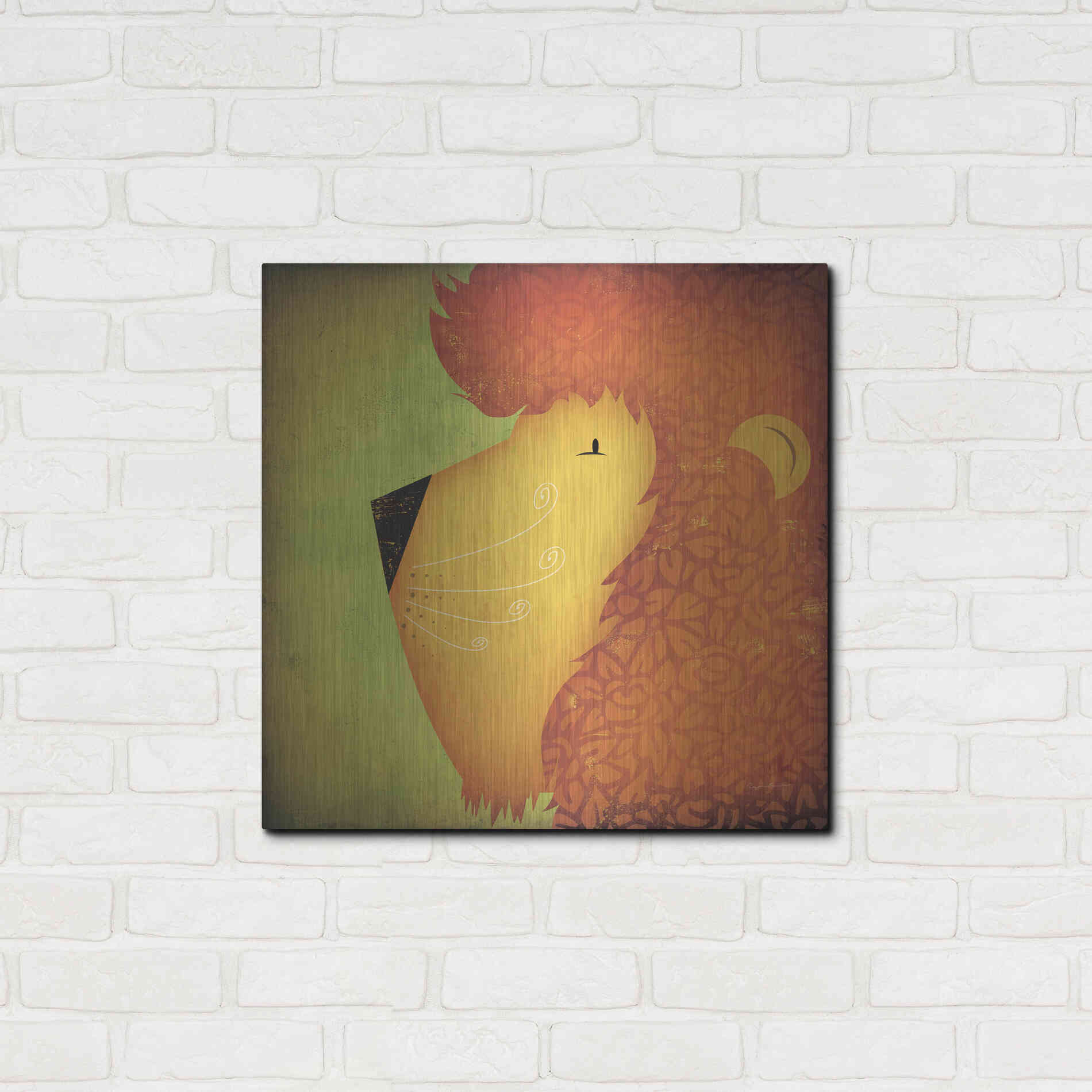 Luxe Metal Art 'Lion Wow' by Ryan Fowler, Metal Wall Art,24x24