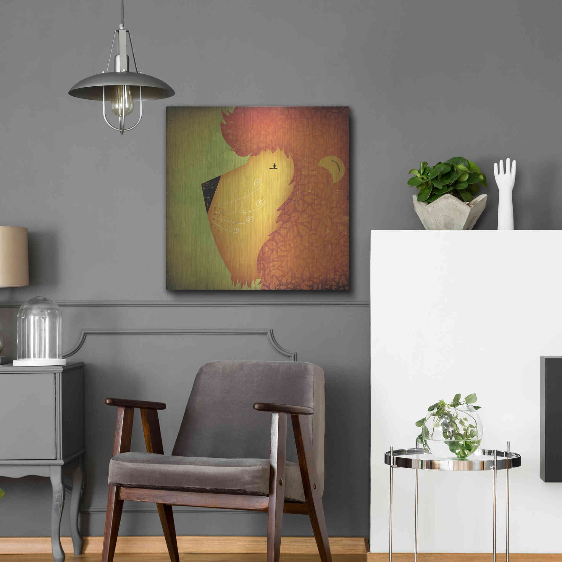 Luxe Metal Art 'Lion Wow' by Ryan Fowler, Metal Wall Art,24x24