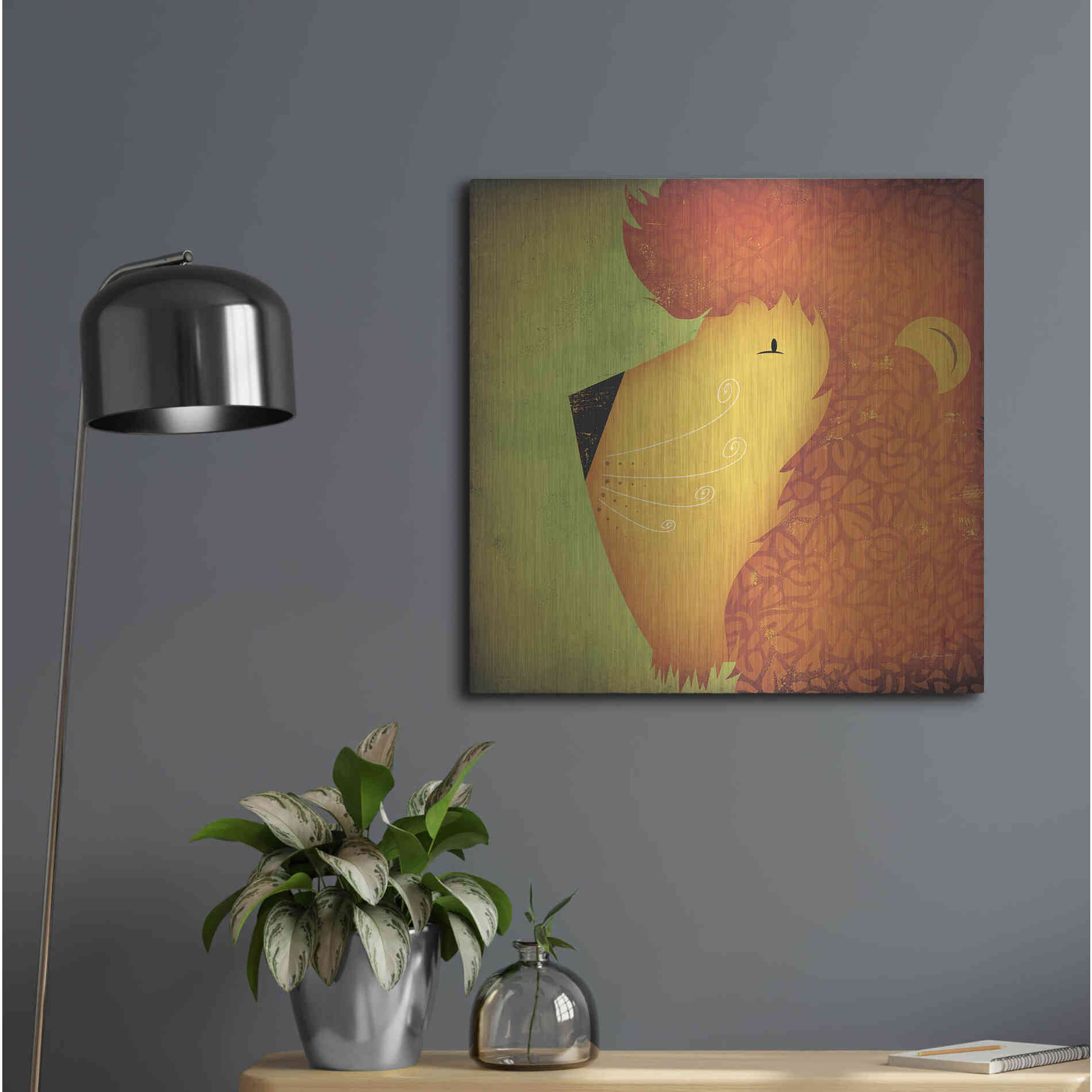 Luxe Metal Art 'Lion Wow' by Ryan Fowler, Metal Wall Art,24x24