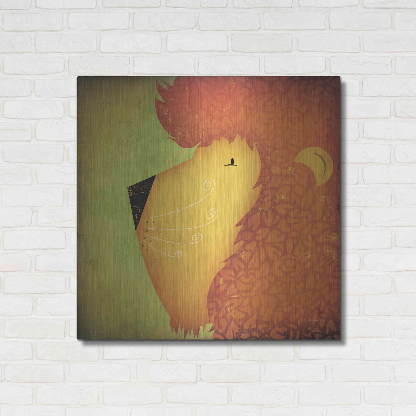 Luxe Metal Art 'Lion Wow' by Ryan Fowler, Metal Wall Art,36x36