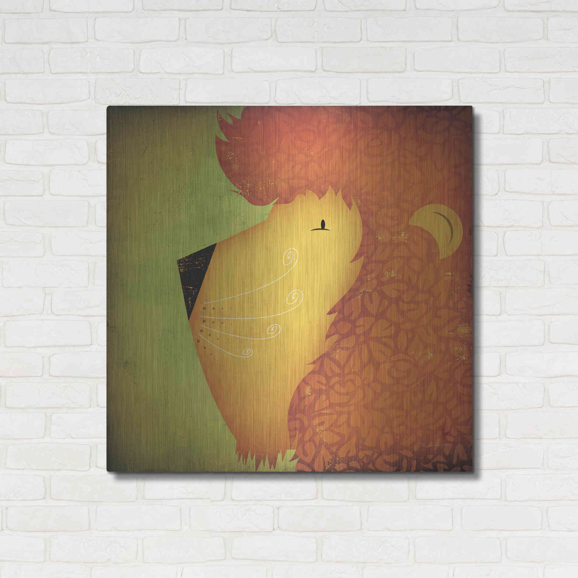 Luxe Metal Art 'Lion Wow' by Ryan Fowler, Metal Wall Art,36x36