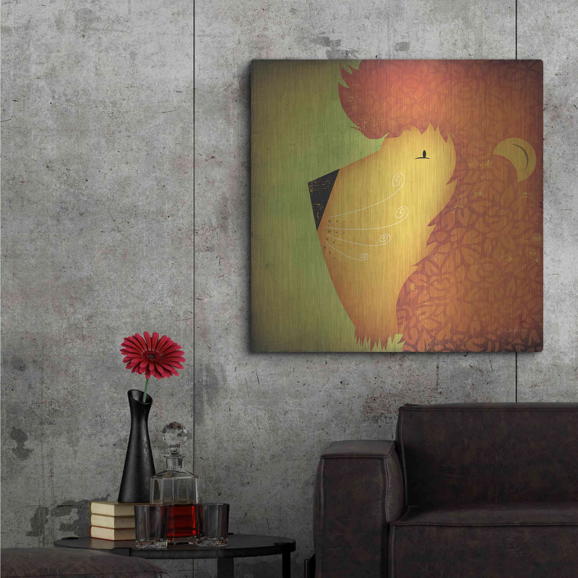 Luxe Metal Art 'Lion Wow' by Ryan Fowler, Metal Wall Art,36x36