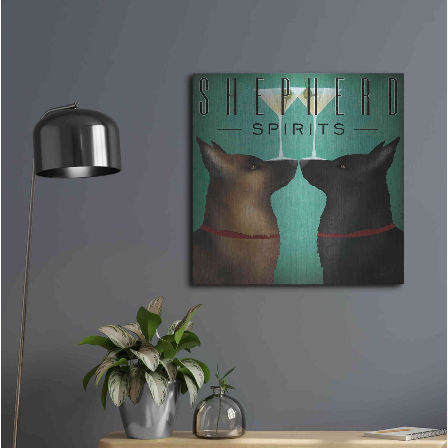 Luxe Metal Art 'Double Shepherd Martini' by Ryan Fowler, Metal Wall Art,24x24