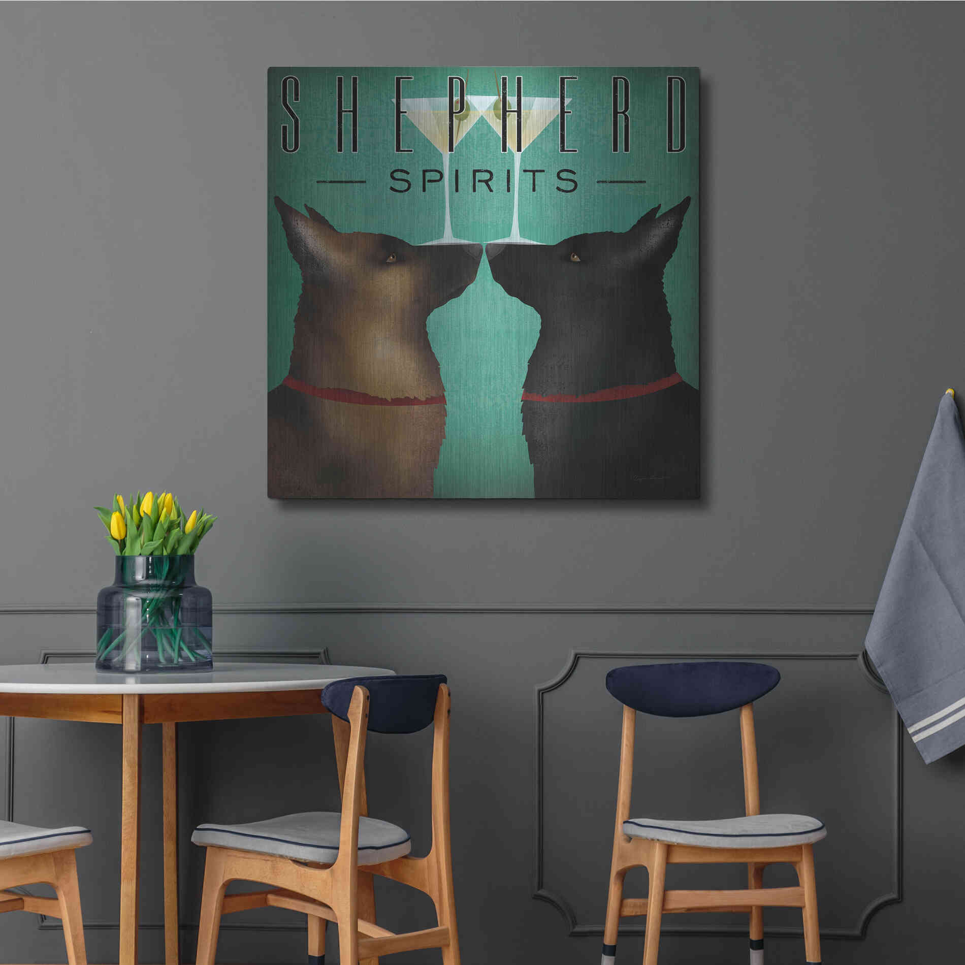 Luxe Metal Art 'Double Shepherd Martini' by Ryan Fowler, Metal Wall Art,36x36
