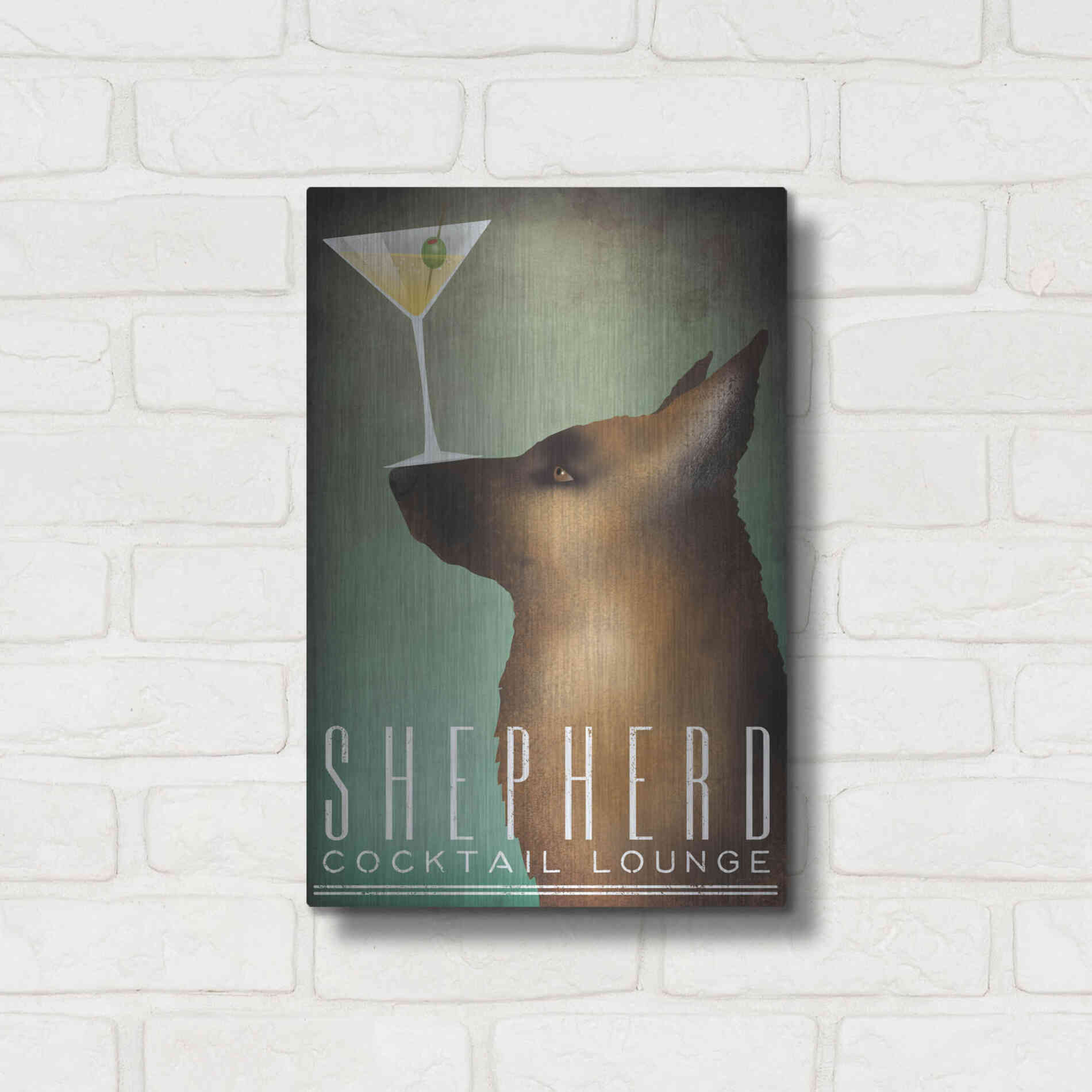 Luxe Metal Art 'Shepherd Martini' by Ryan Fowler, Metal Wall Art,12x16