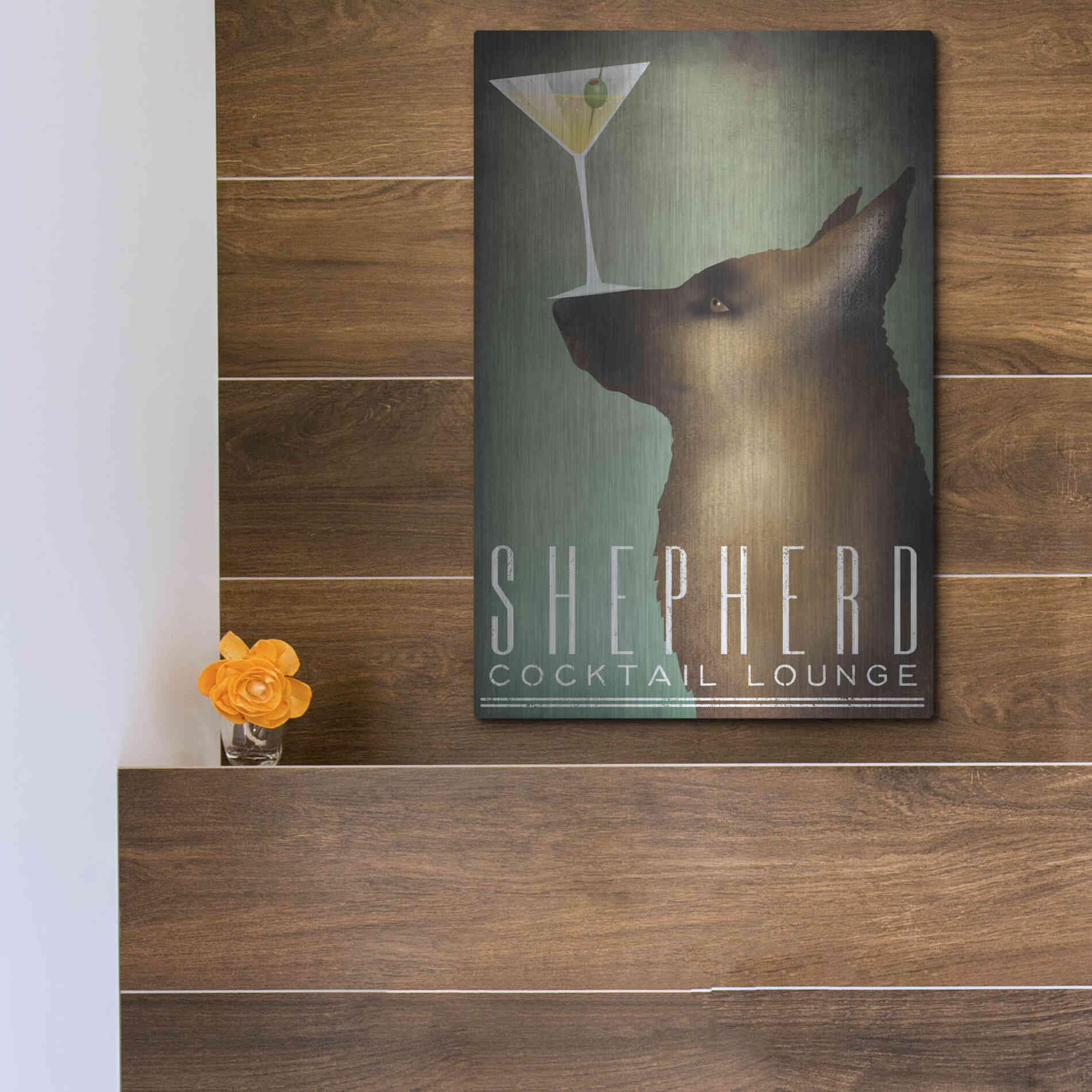 Luxe Metal Art 'Shepherd Martini' by Ryan Fowler, Metal Wall Art,12x16