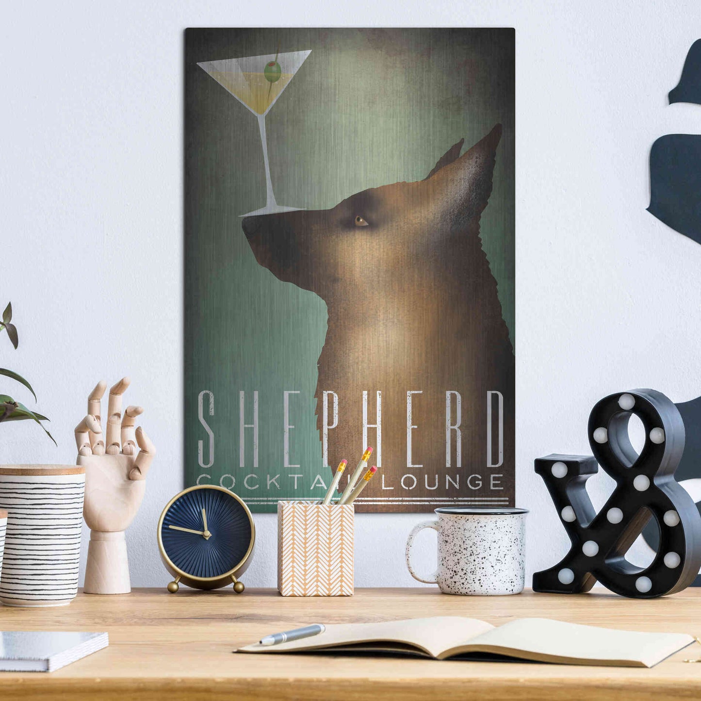 Luxe Metal Art 'Shepherd Martini' by Ryan Fowler, Metal Wall Art,12x16