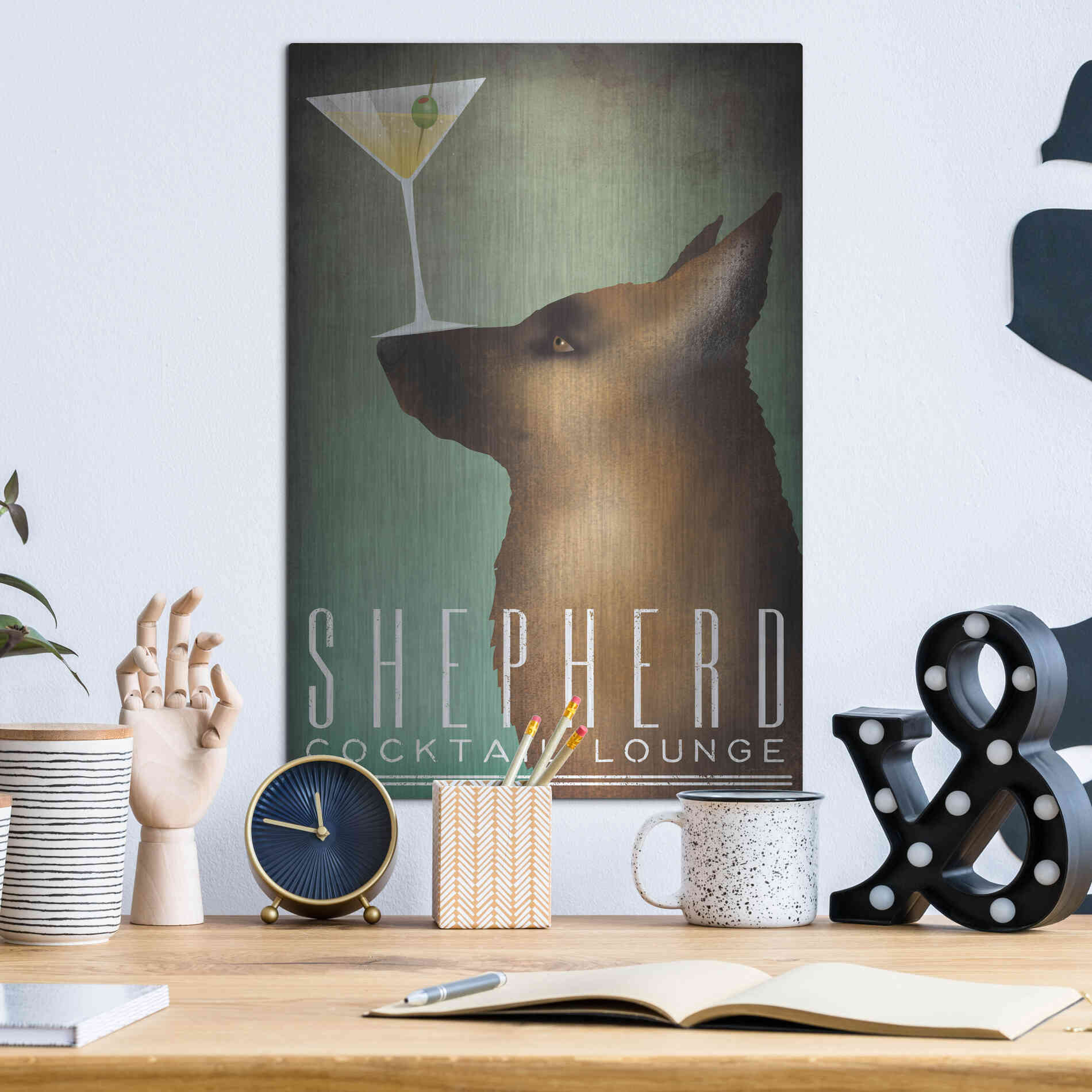 Luxe Metal Art 'Shepherd Martini' by Ryan Fowler, Metal Wall Art,12x16