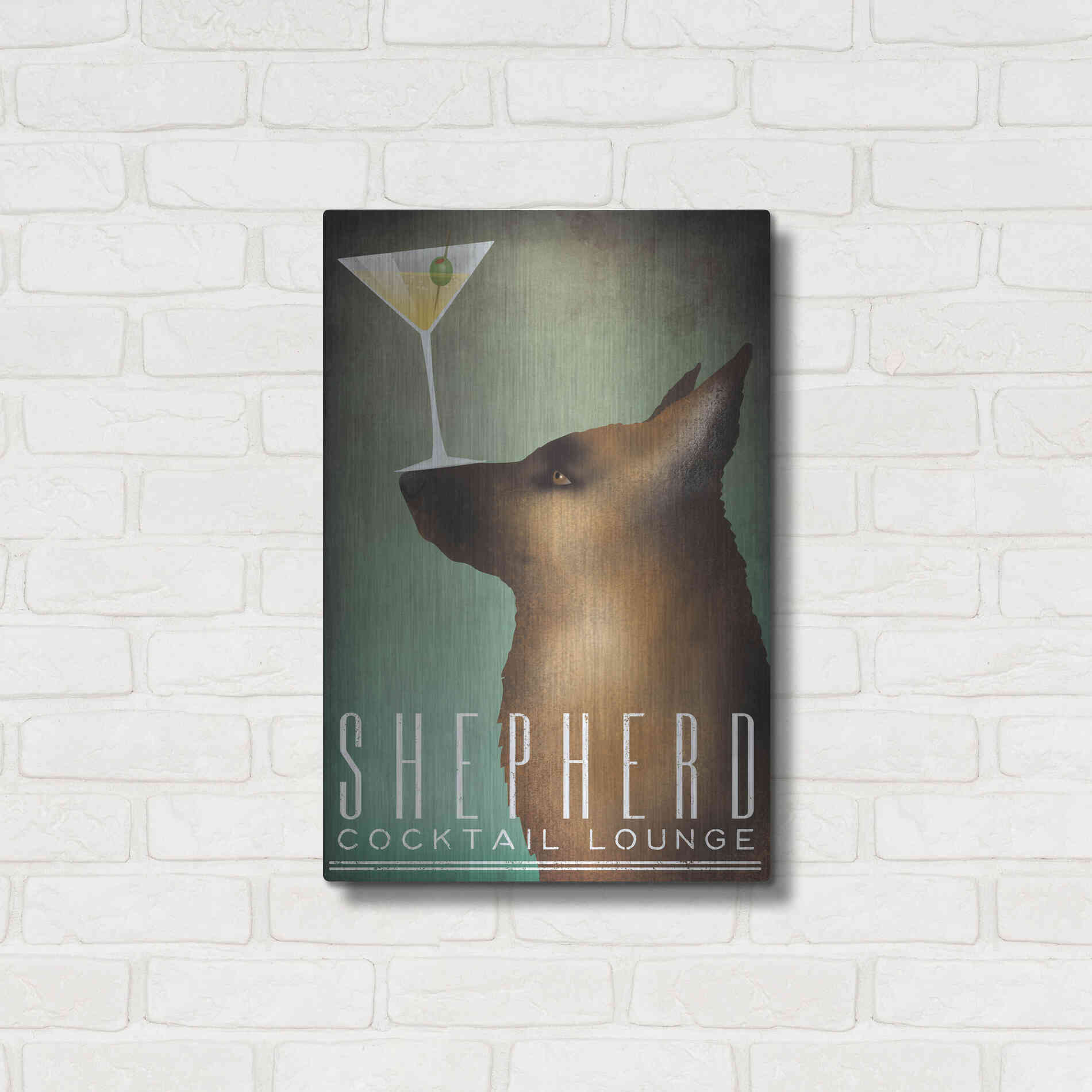 Luxe Metal Art 'Shepherd Martini' by Ryan Fowler, Metal Wall Art,16x24