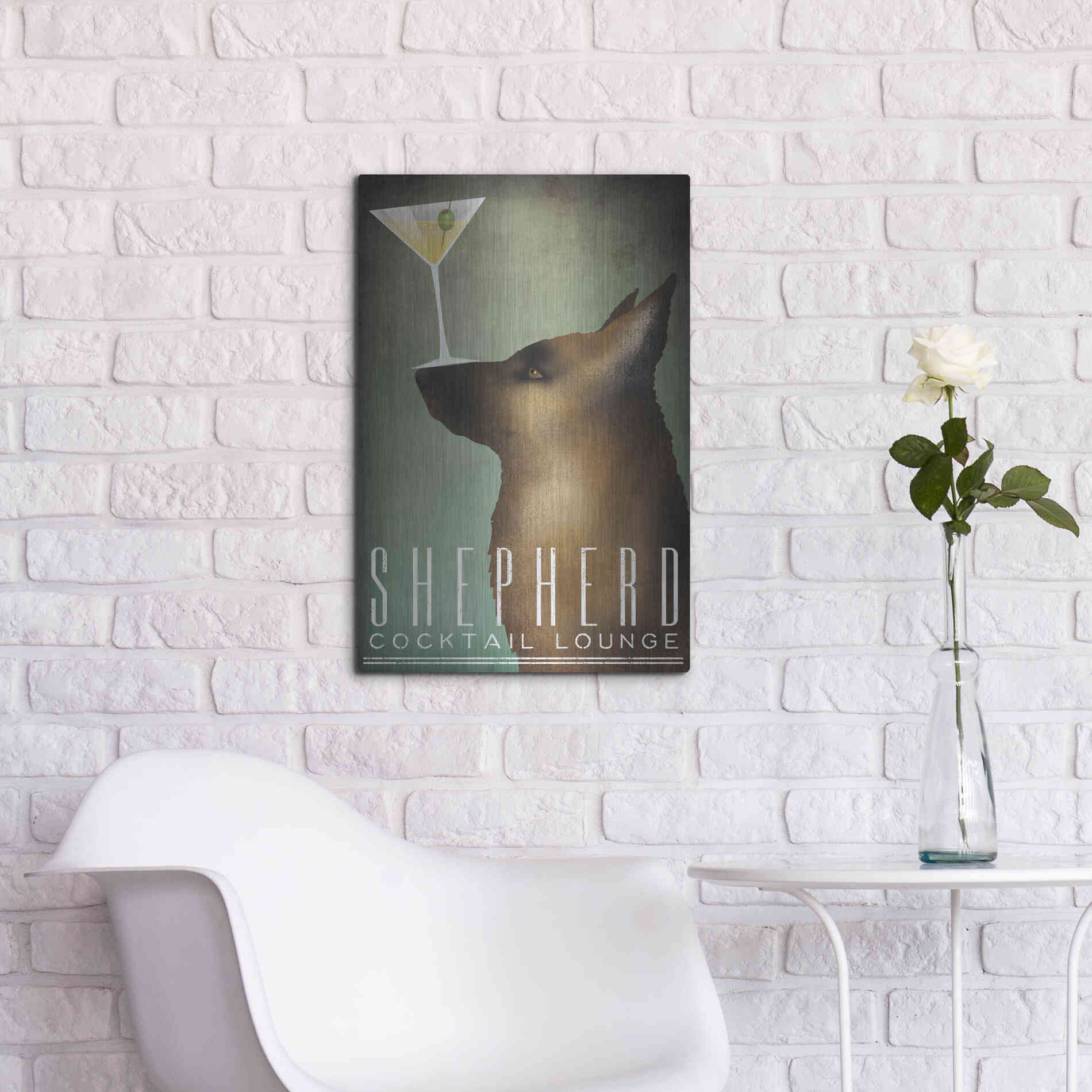 Luxe Metal Art 'Shepherd Martini' by Ryan Fowler, Metal Wall Art,16x24
