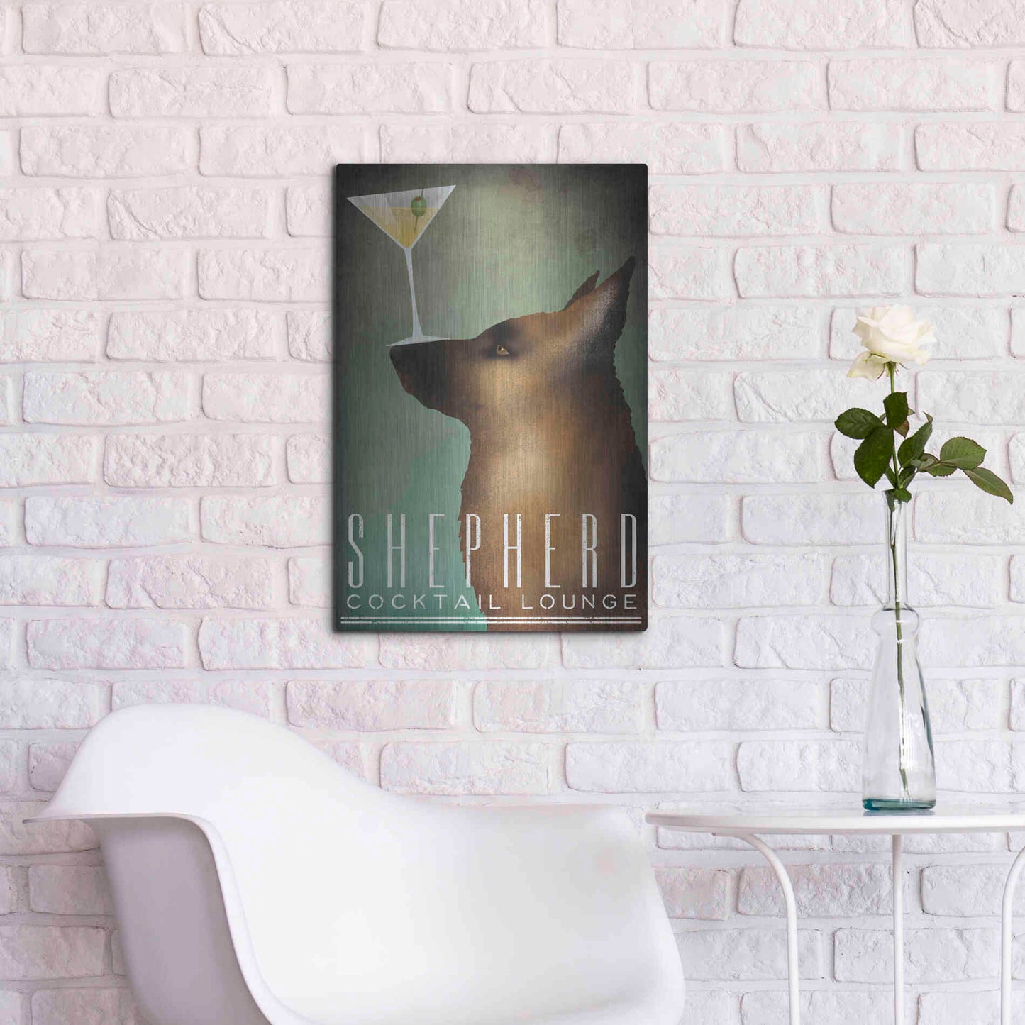 Luxe Metal Art 'Shepherd Martini' by Ryan Fowler, Metal Wall Art,16x24