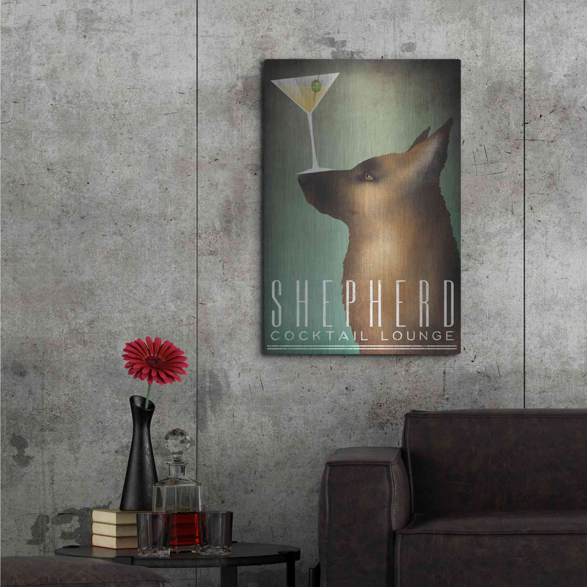 Luxe Metal Art 'Shepherd Martini' by Ryan Fowler, Metal Wall Art,24x36