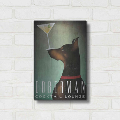 Luxe Metal Art 'Doberman Martini' by Ryan Fowler, Metal Wall Art,12x16