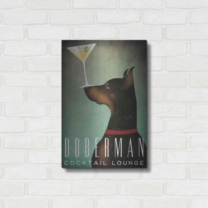 Luxe Metal Art 'Doberman Martini' by Ryan Fowler, Metal Wall Art,16x24