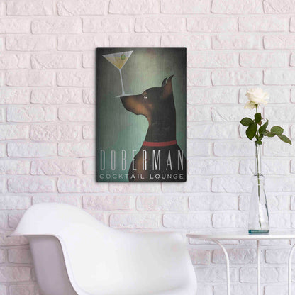 Luxe Metal Art 'Doberman Martini' by Ryan Fowler, Metal Wall Art,16x24