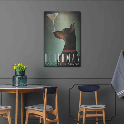 Luxe Metal Art 'Doberman Martini' by Ryan Fowler, Metal Wall Art,24x36