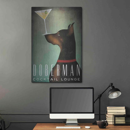 Luxe Metal Art 'Doberman Martini' by Ryan Fowler, Metal Wall Art,24x36