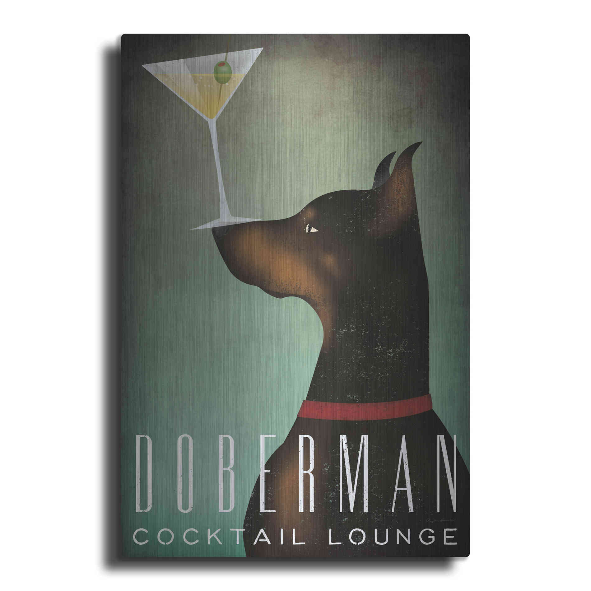 Luxe Metal Art 'Doberman Martini' by Ryan Fowler, Metal Wall Art