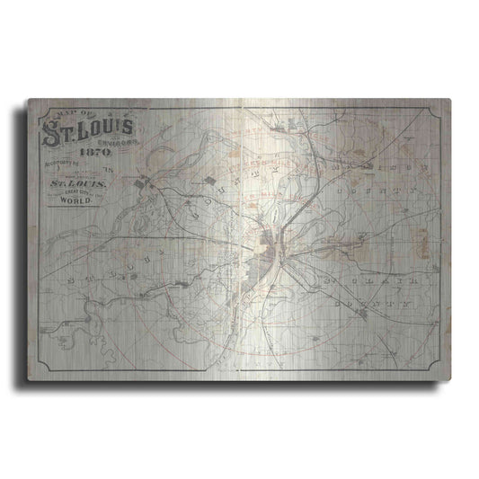 Luxe Metal Art 'Vintage St Louis Map v2' by Wild Apple Portfolio, Metal Wall Art