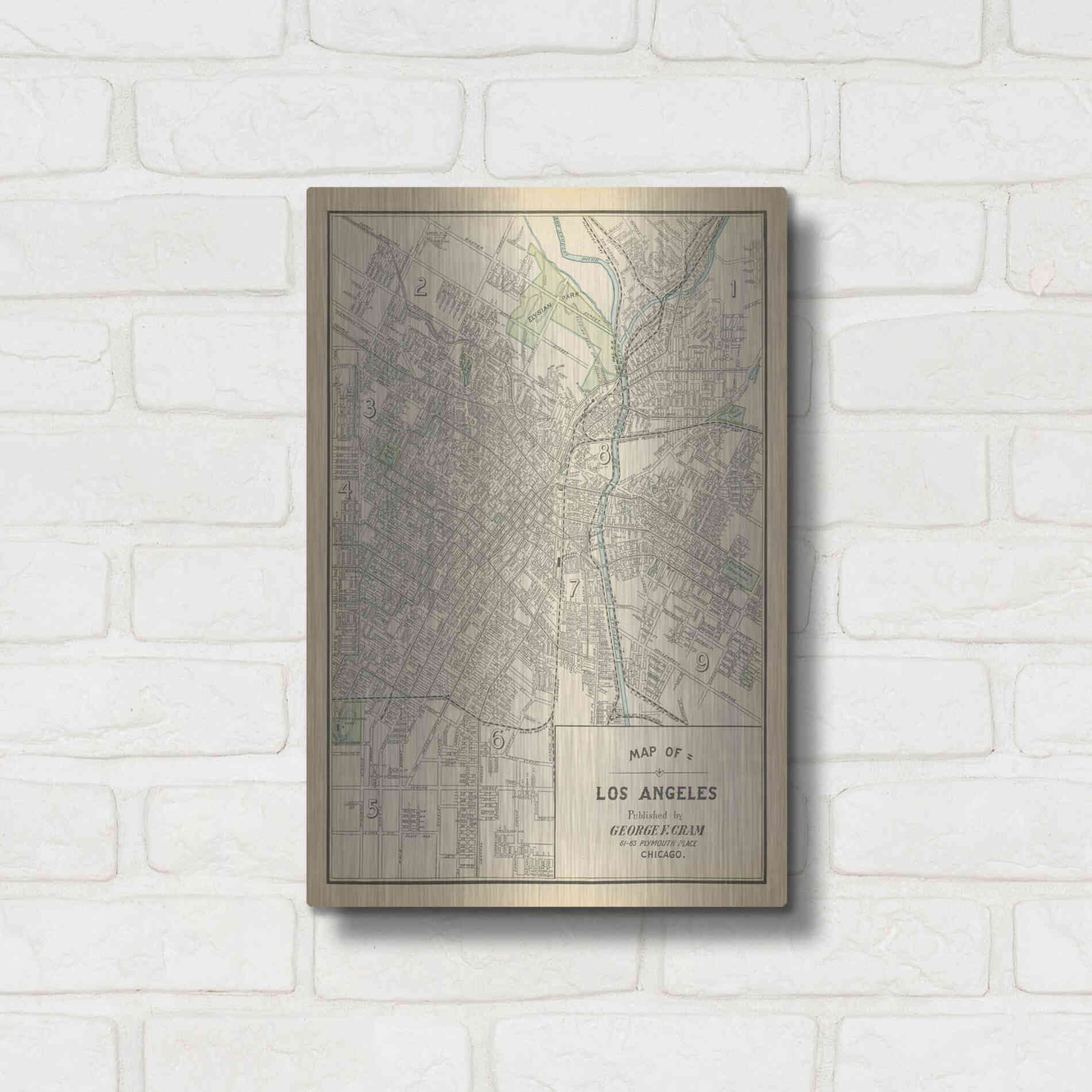 Luxe Metal Art 'Map of Los Angeles' by Wild Apple Portfolio, Metal Wall Art,12x16