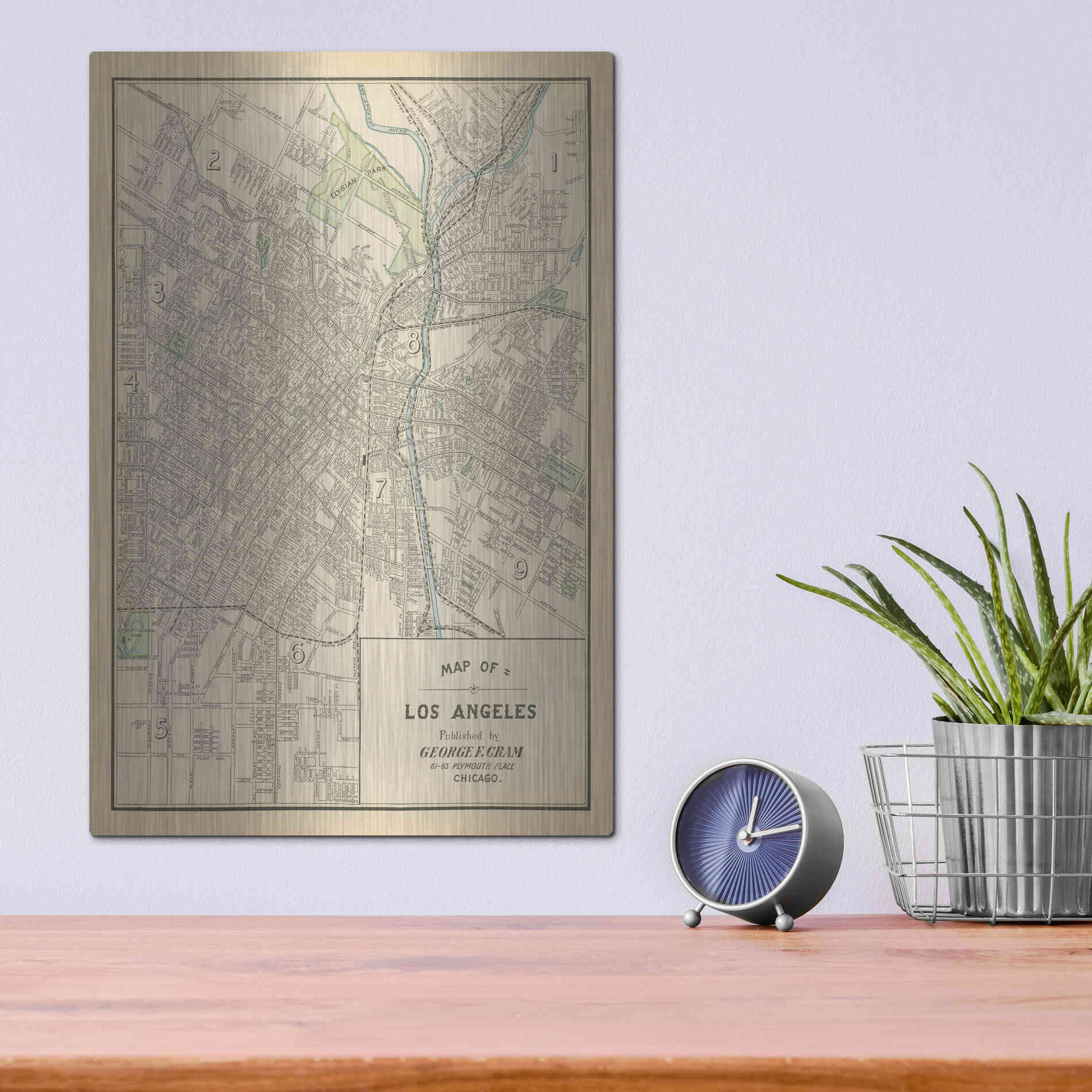 Luxe Metal Art 'Map of Los Angeles' by Wild Apple Portfolio, Metal Wall Art,12x16