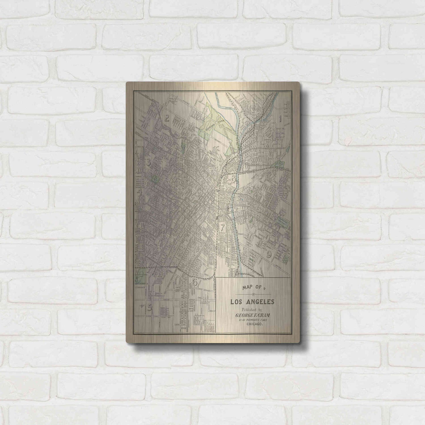 Luxe Metal Art 'Map of Los Angeles' by Wild Apple Portfolio, Metal Wall Art,16x24