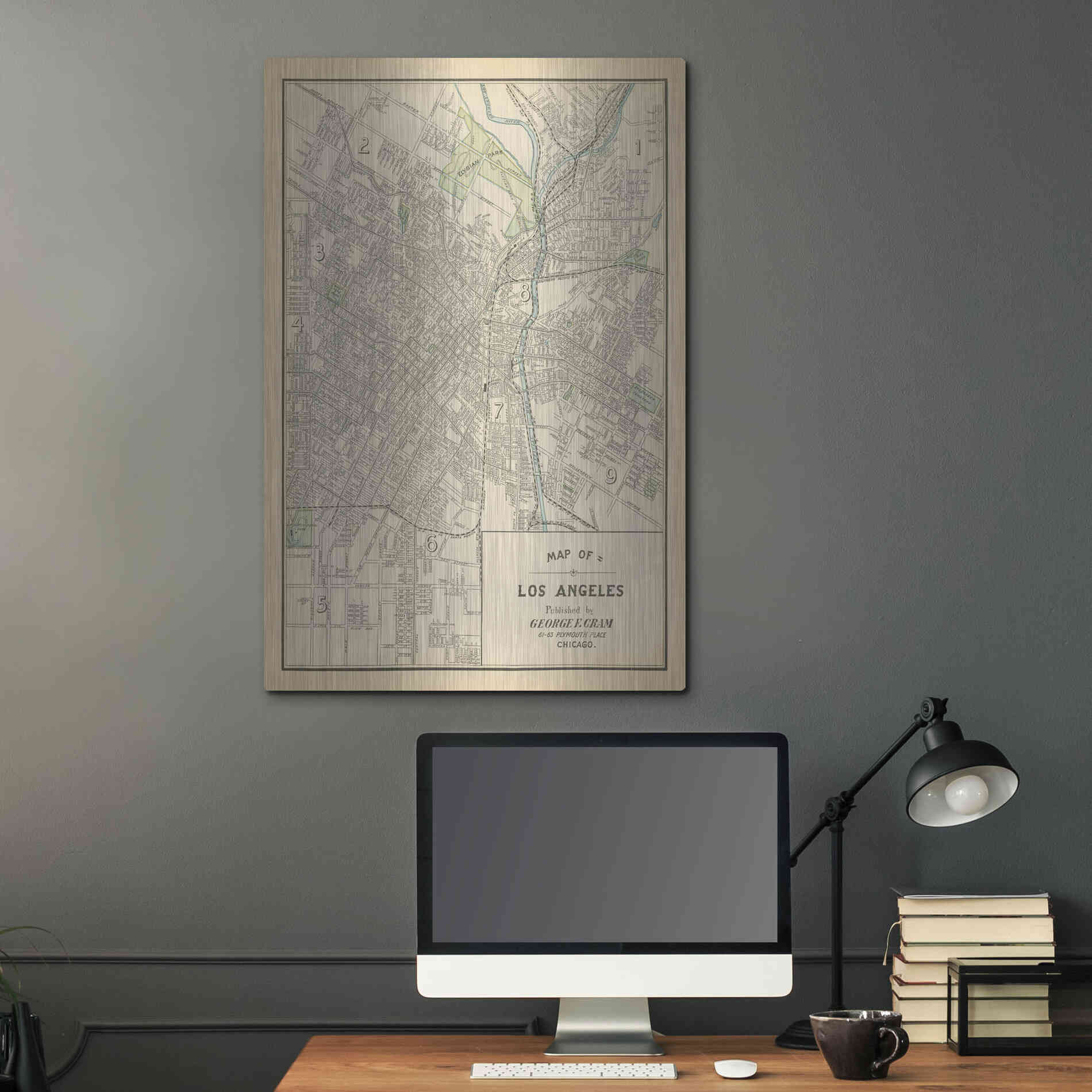 Luxe Metal Art 'Map of Los Angeles' by Wild Apple Portfolio, Metal Wall Art,24x36