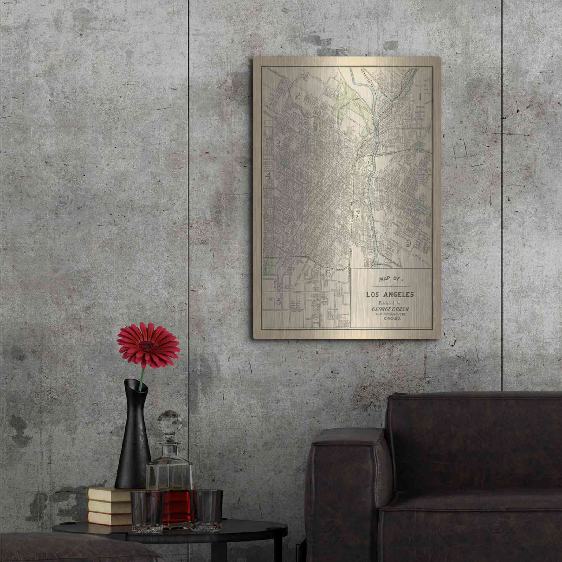 Luxe Metal Art 'Map of Los Angeles' by Wild Apple Portfolio, Metal Wall Art,24x36