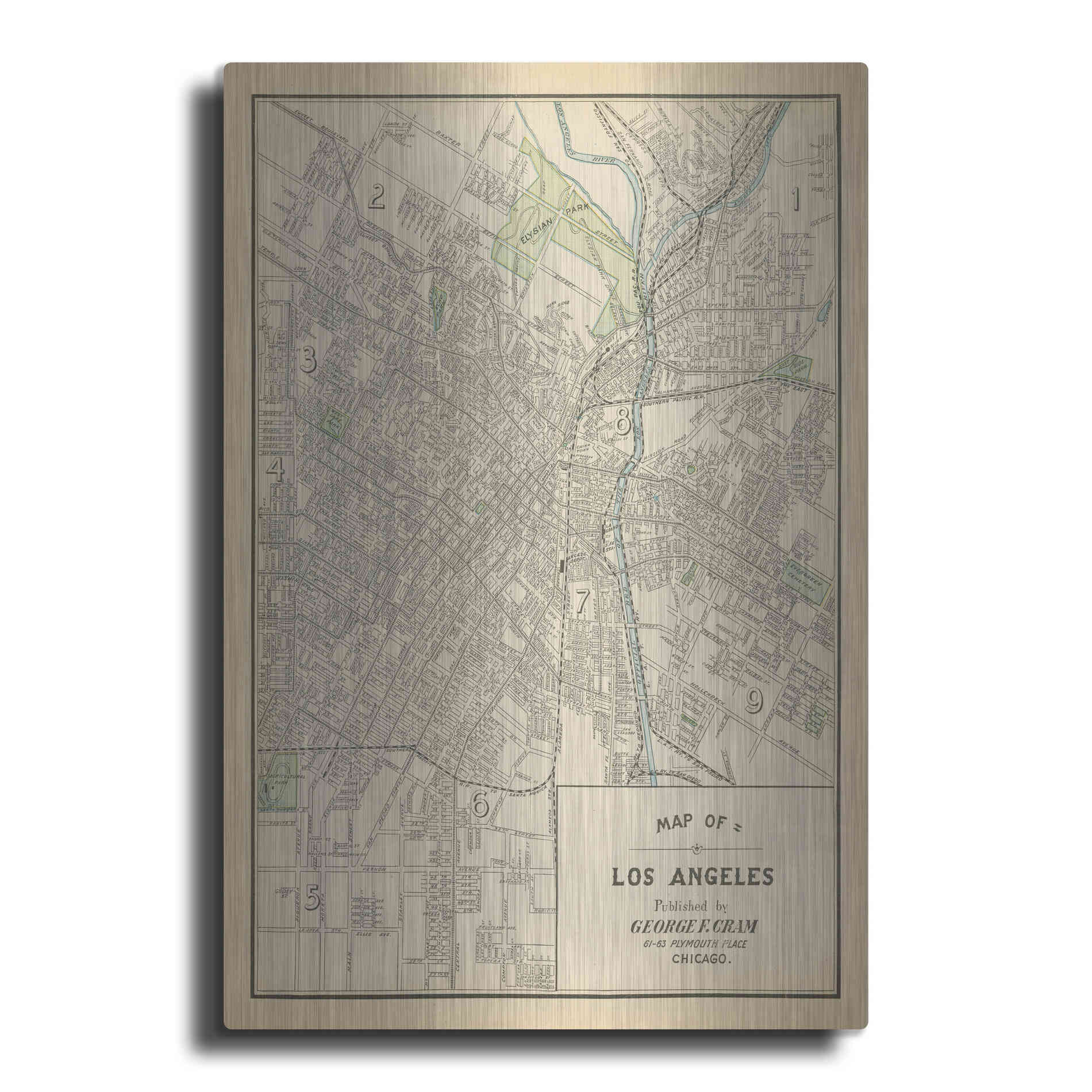 Luxe Metal Art 'Map of Los Angeles' by Wild Apple Portfolio, Metal Wall Art