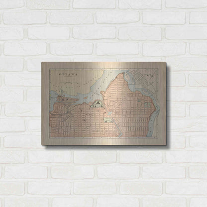 Luxe Metal Art 'Map of Ottawa' by Wild Apple Portfolio, Metal Wall Art,24x16