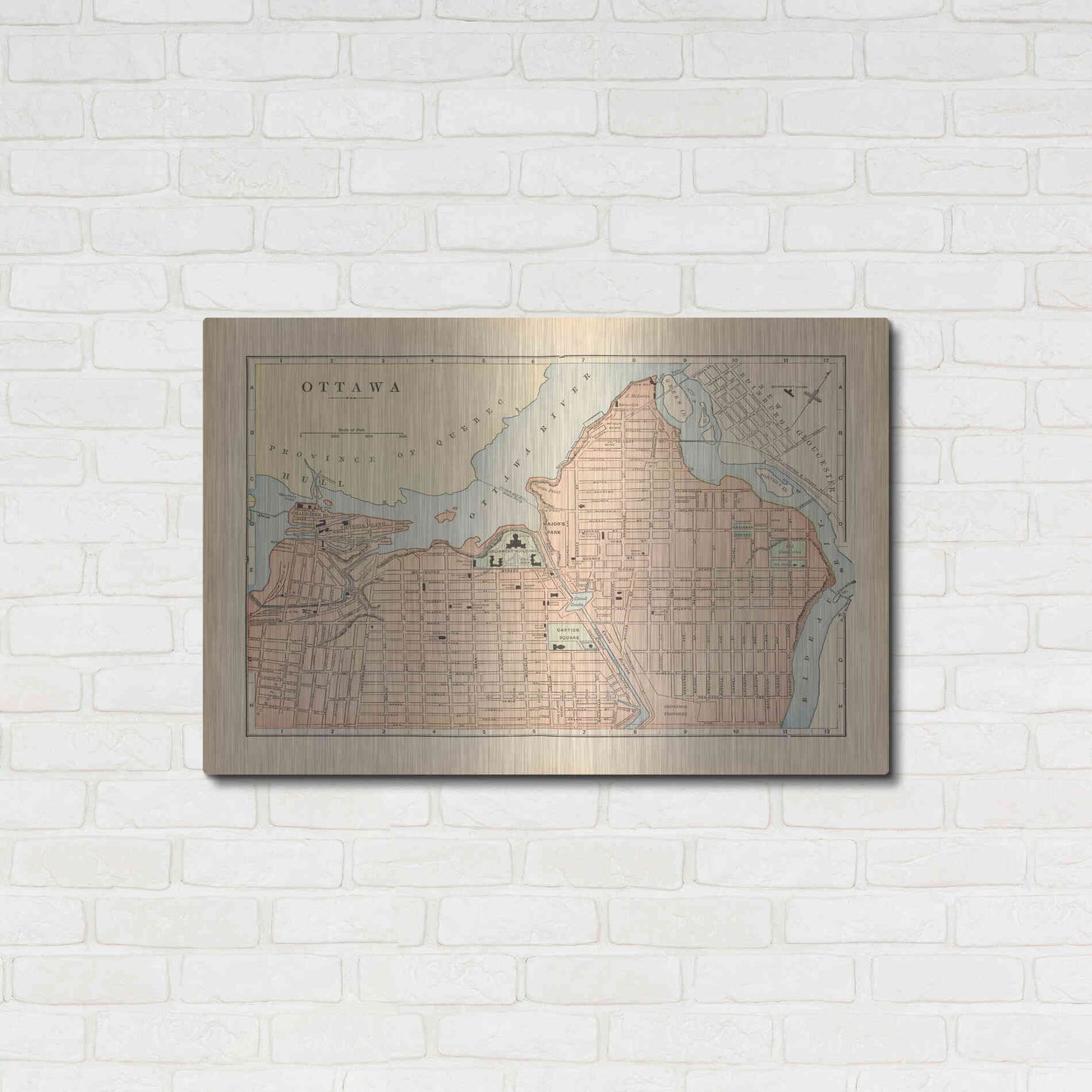 Luxe Metal Art 'Map of Ottawa' by Wild Apple Portfolio, Metal Wall Art,36x24