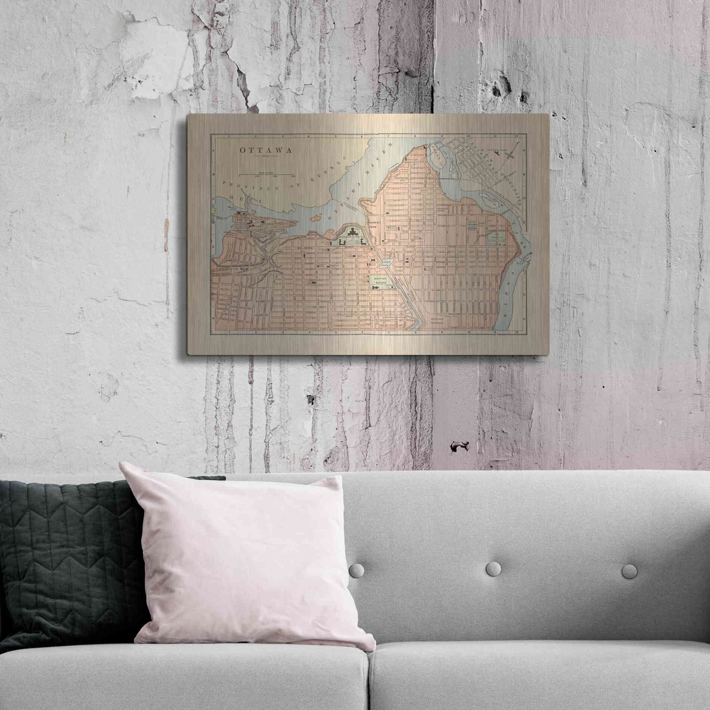 Luxe Metal Art 'Map of Ottawa' by Wild Apple Portfolio, Metal Wall Art,36x24