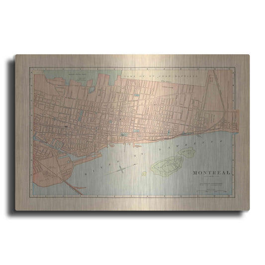 Luxe Metal Art 'Map of Montreal' by Wild Apple Portfolio, Metal Wall Art