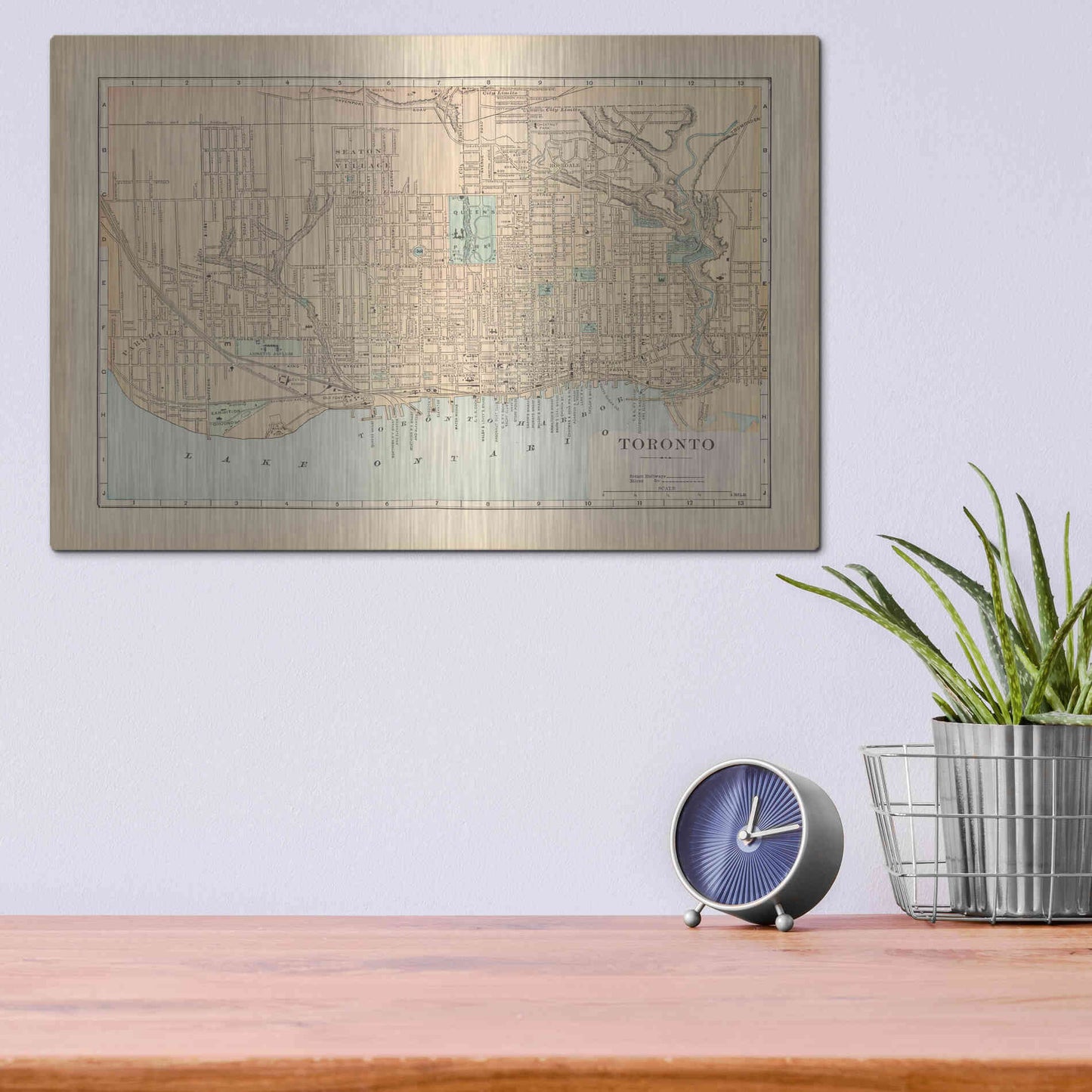 Luxe Metal Art 'Map of Toronto' by Wild Apple Portfolio, Metal Wall Art,16x12