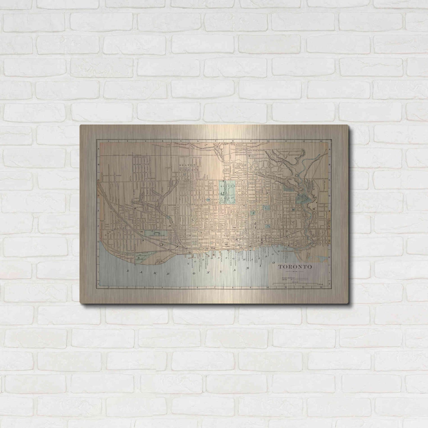 Luxe Metal Art 'Map of Toronto' by Wild Apple Portfolio, Metal Wall Art,36x24