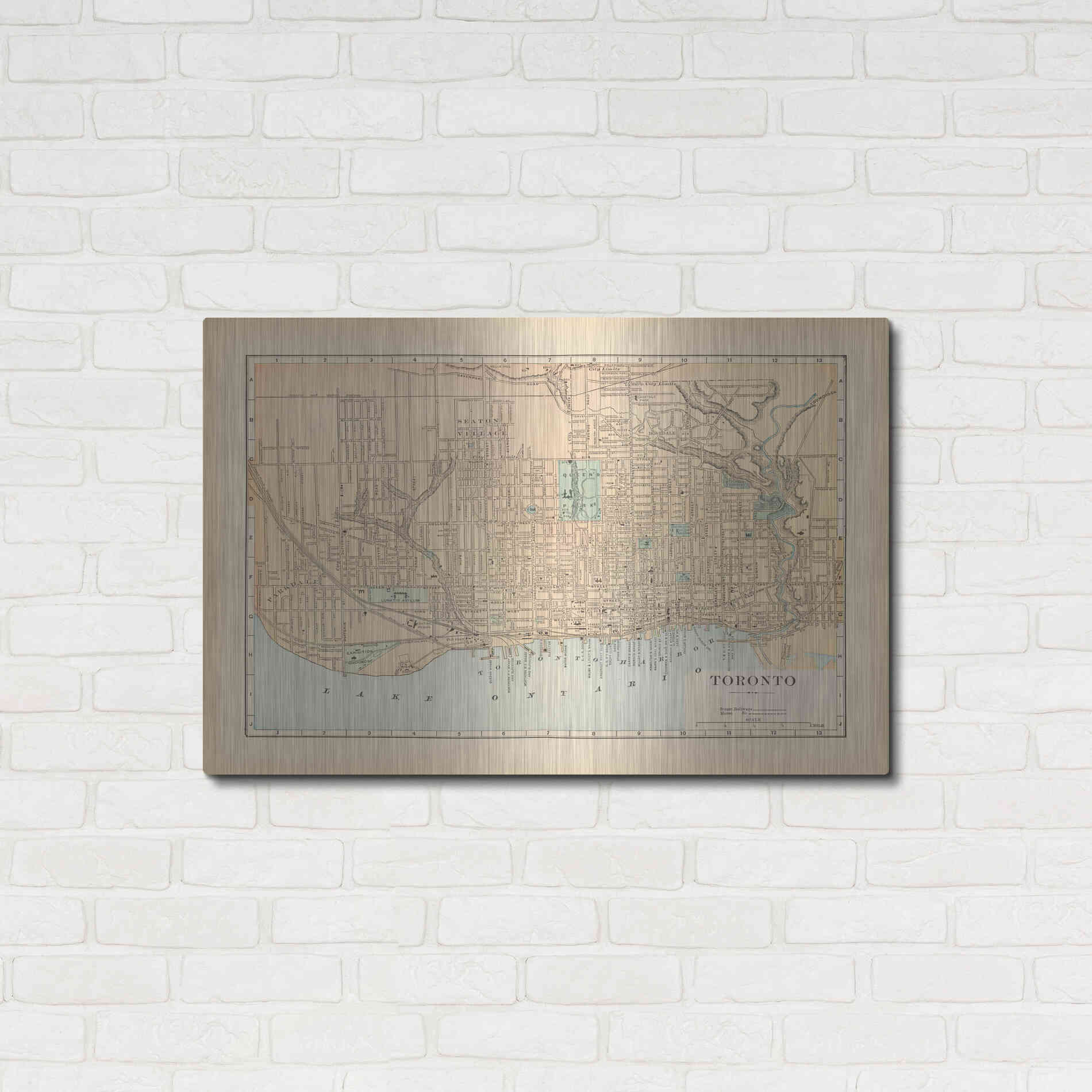 Luxe Metal Art 'Map of Toronto' by Wild Apple Portfolio, Metal Wall Art,36x24