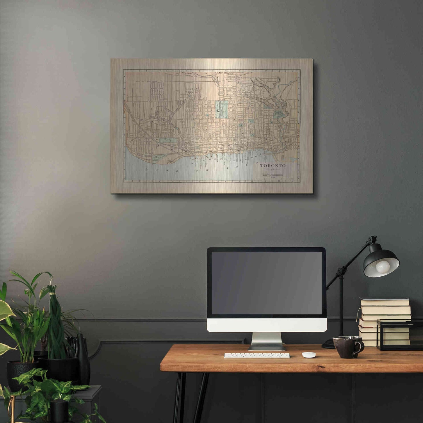 Luxe Metal Art 'Map of Toronto' by Wild Apple Portfolio, Metal Wall Art,36x24