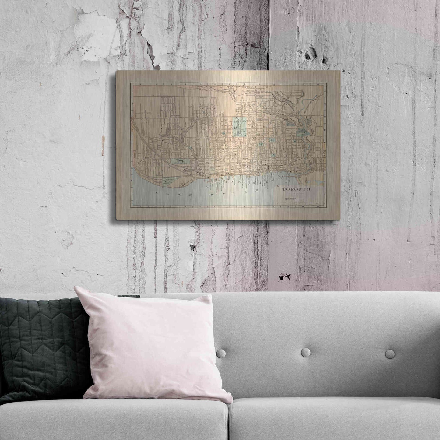 Luxe Metal Art 'Map of Toronto' by Wild Apple Portfolio, Metal Wall Art,36x24