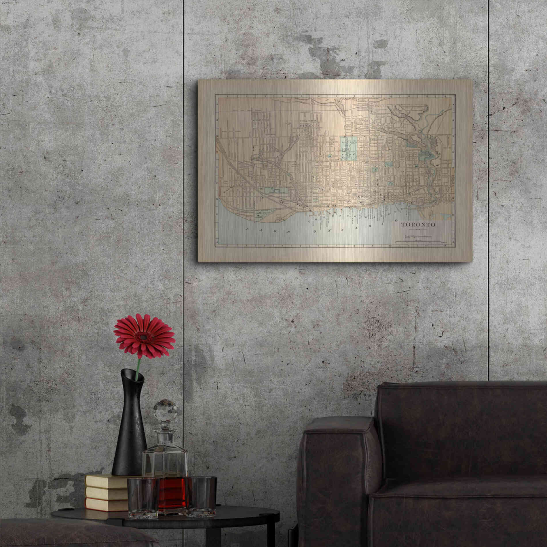 Luxe Metal Art 'Map of Toronto' by Wild Apple Portfolio, Metal Wall Art,36x24