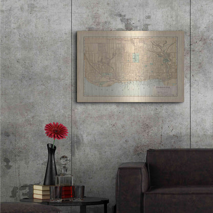 Luxe Metal Art 'Map of Toronto' by Wild Apple Portfolio, Metal Wall Art,36x24