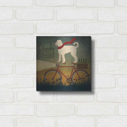 Luxe Metal Art 'White Doodle on Bike Summer' by Ryan Fowler, Metal Wall Art,12x12