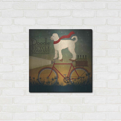 Luxe Metal Art 'White Doodle on Bike Summer' by Ryan Fowler, Metal Wall Art,24x24