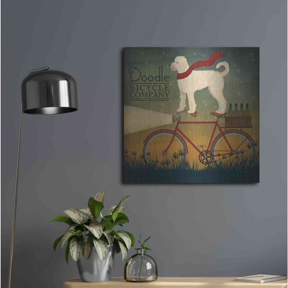 Luxe Metal Art 'White Doodle on Bike Summer' by Ryan Fowler, Metal Wall Art,24x24