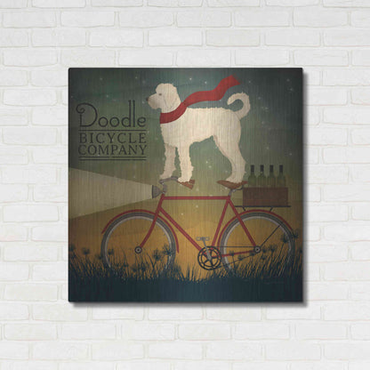 Luxe Metal Art 'White Doodle on Bike Summer' by Ryan Fowler, Metal Wall Art,36x36
