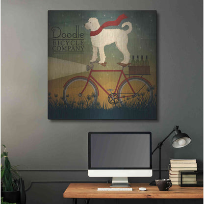 Luxe Metal Art 'White Doodle on Bike Summer' by Ryan Fowler, Metal Wall Art,36x36
