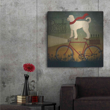Luxe Metal Art 'White Doodle on Bike Summer' by Ryan Fowler, Metal Wall Art,36x36