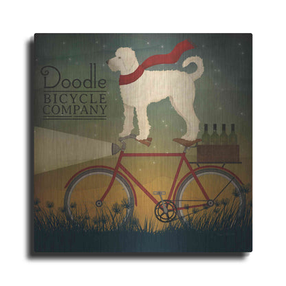Luxe Metal Art 'White Doodle on Bike Summer' by Ryan Fowler, Metal Wall Art