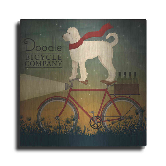 Luxe Metal Art 'White Doodle on Bike Summer' by Ryan Fowler, Metal Wall Art